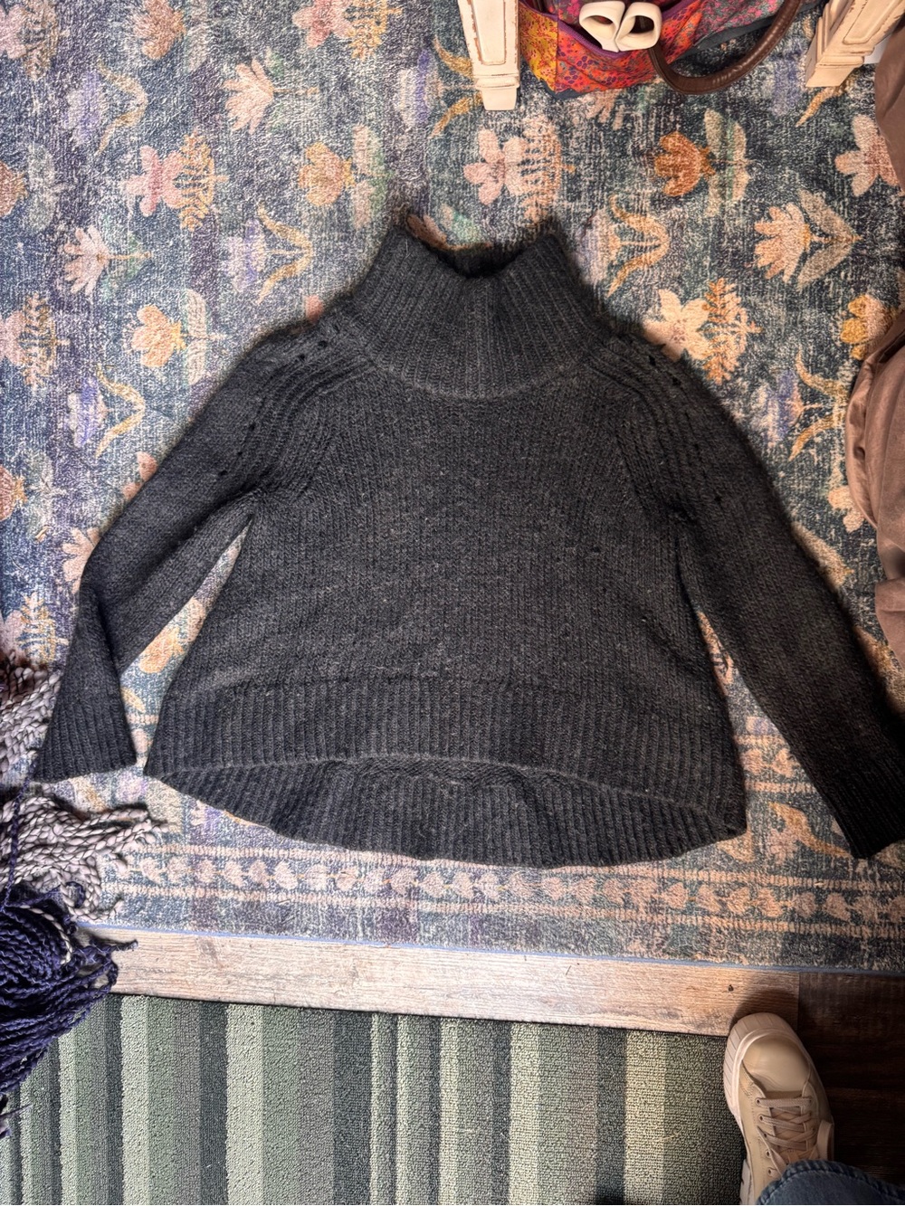 sass & bide Charcoal High-Neck Relaxed Chunky Knit Sweater